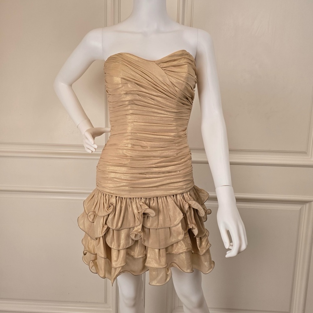 Elegant Strapless Gold Dress